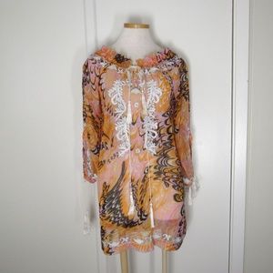 Sheer Silk Cover Up Raj Anthropologie Tunic M
